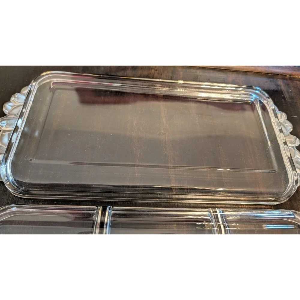 3 Vintage Mikasa‎ Walther-glas Satin Rose Crystal Serving Tray Platter Germany